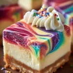 Vibrant Swirled Rainbow Cheesecake First Image