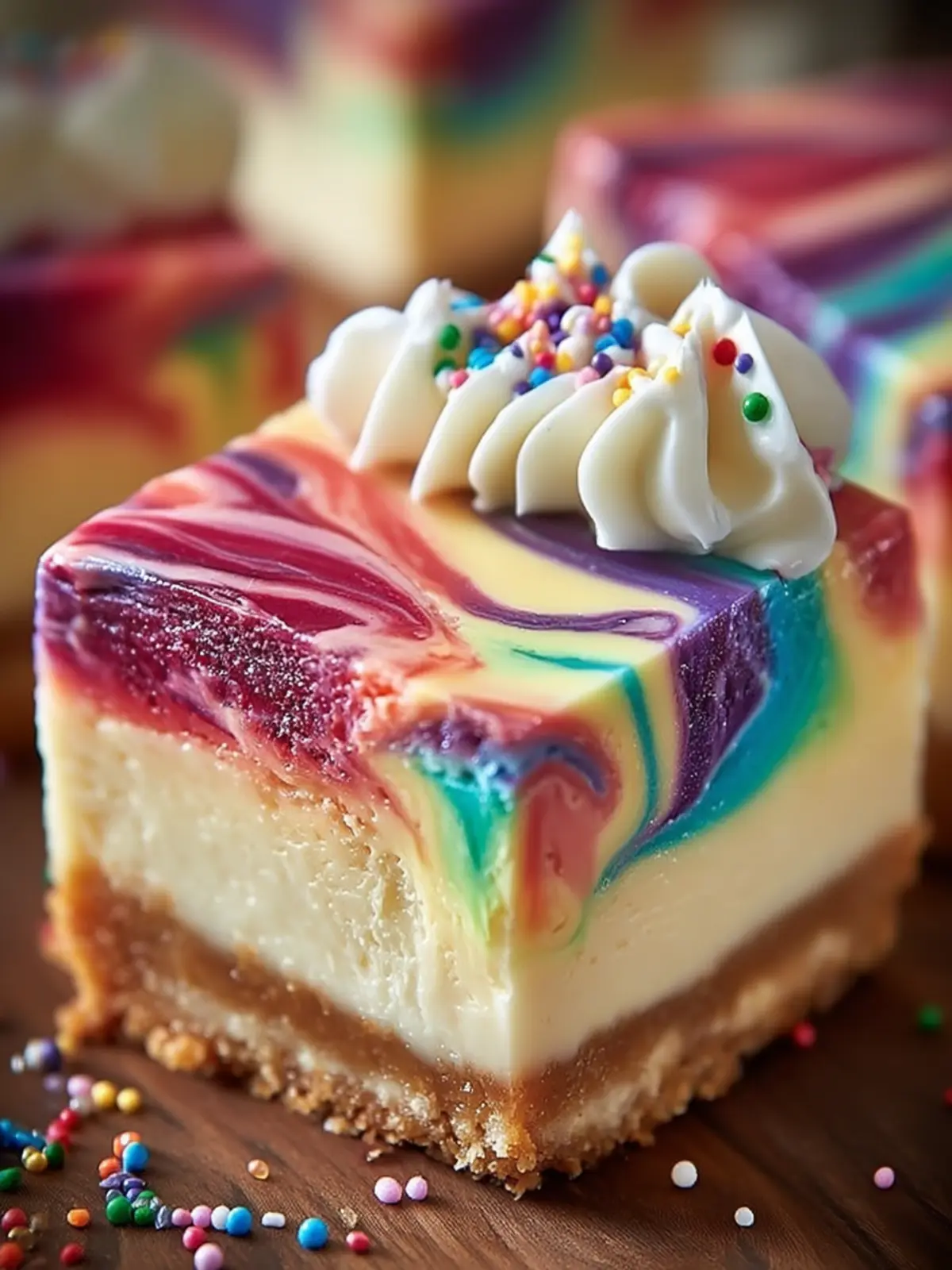 Vibrant Swirled Rainbow Cheesecake First Image