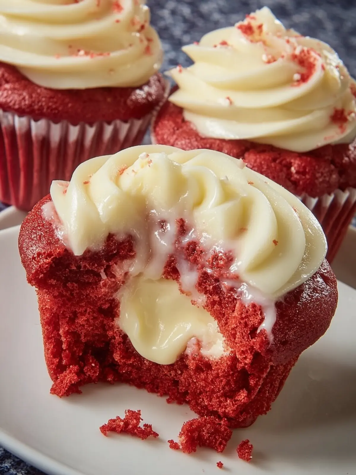 Cream Cheese Filled Red Velvet Cupcakes First Image