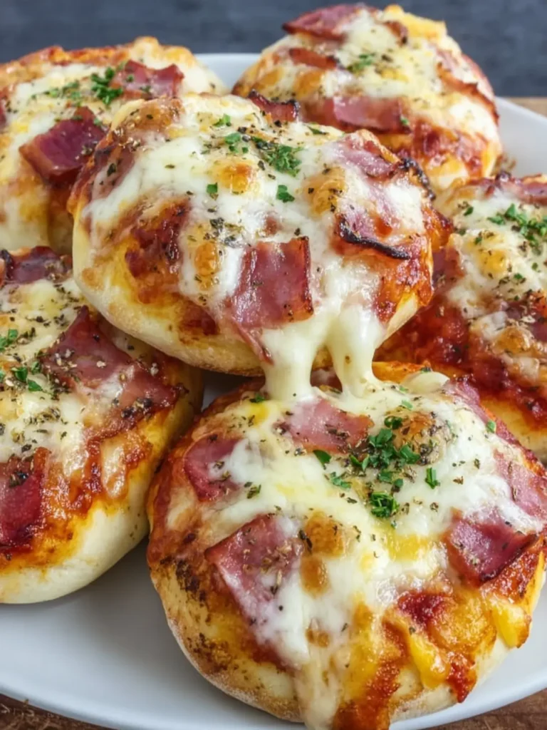 Miniature Ham and Cheese Pizzas First Image