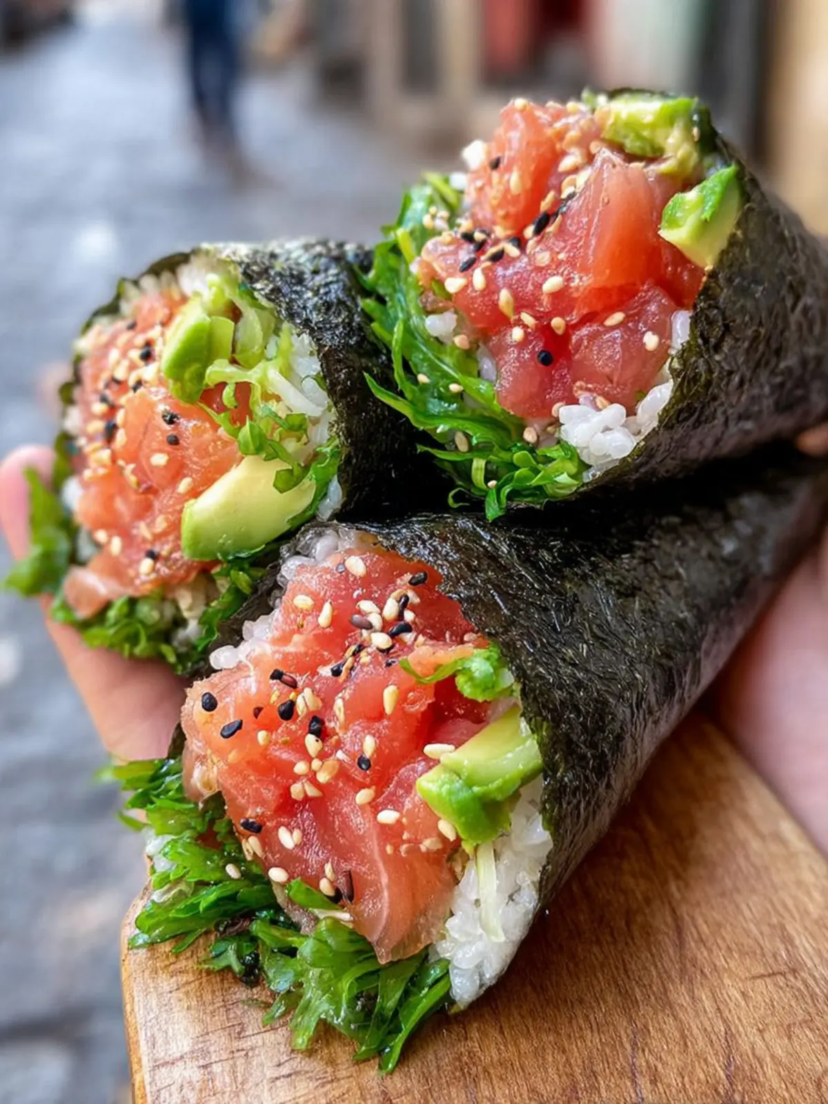 Fresh Salmon Sushi Hand Rolls First Image