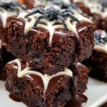 Spooky Spiderweb Chocolate Brownies First Image