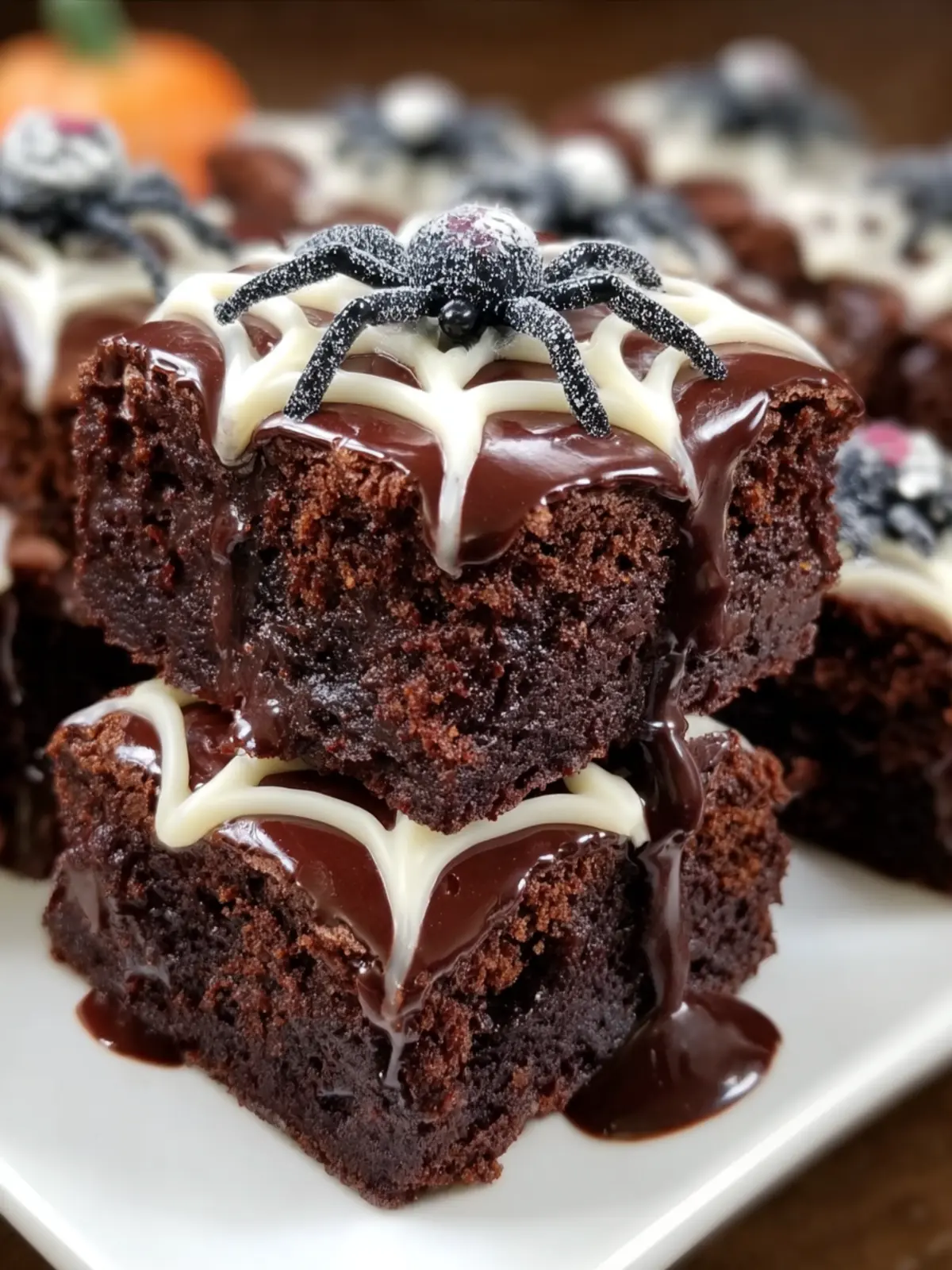 Spooky Spiderweb Chocolate Brownies First Image