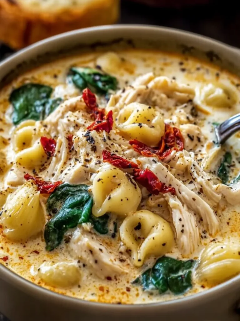 Creamy Chicken Spinach Pasta Soup First Image