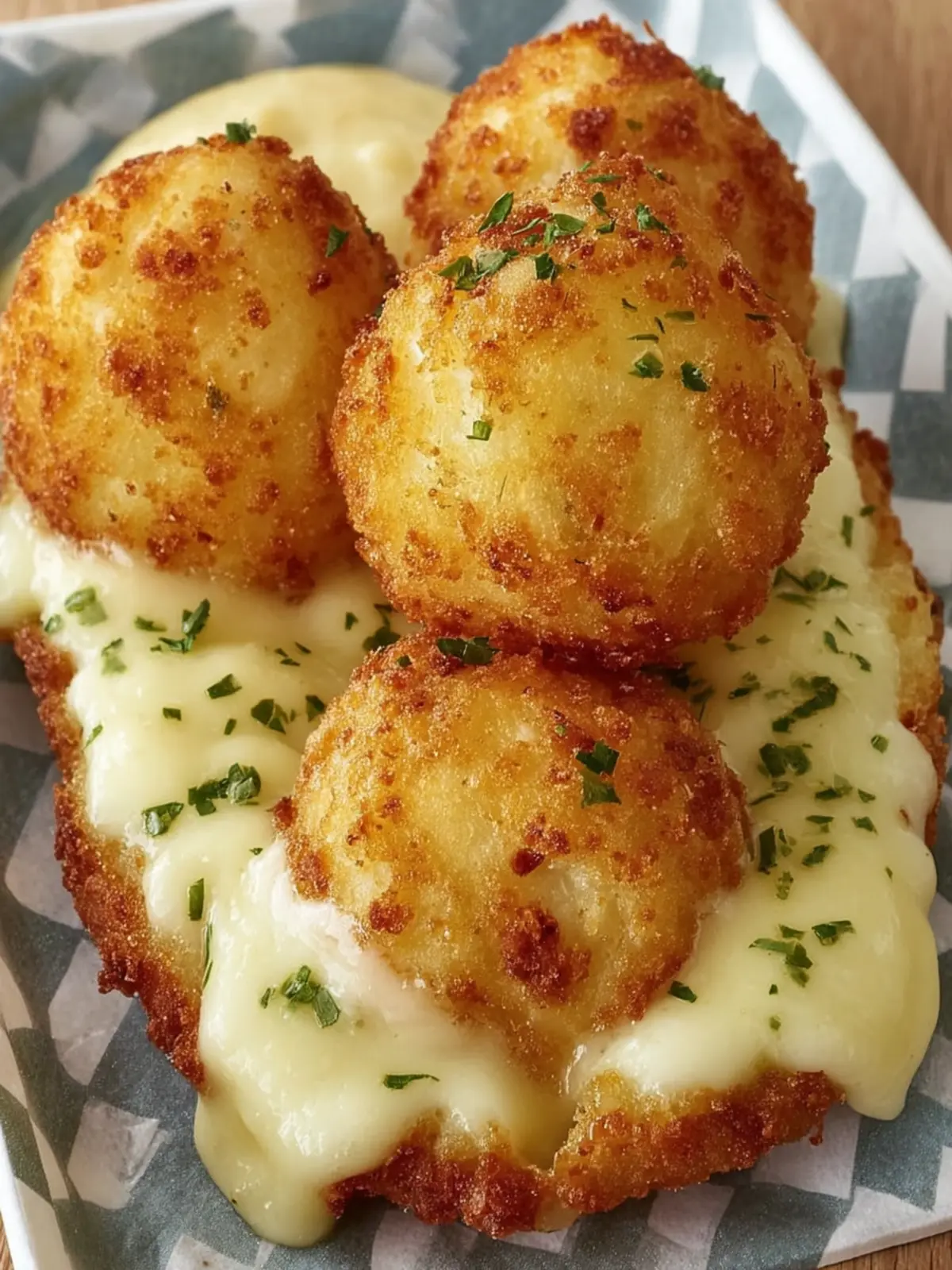 Cheesy Fried Potato Balls Plate First Image