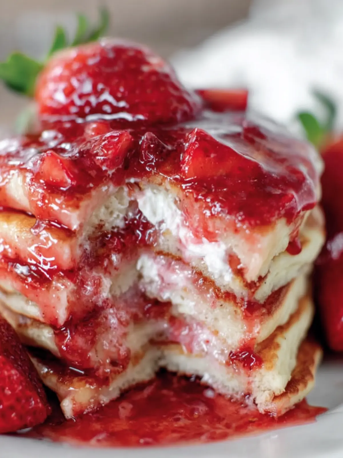 Fluffy Strawberry Pancake Stack First Image