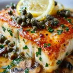 Garlic Butter Halibut with Mushrooms, Lemon & Capers: A Flavor-Balanced Seafood Dinner First Image