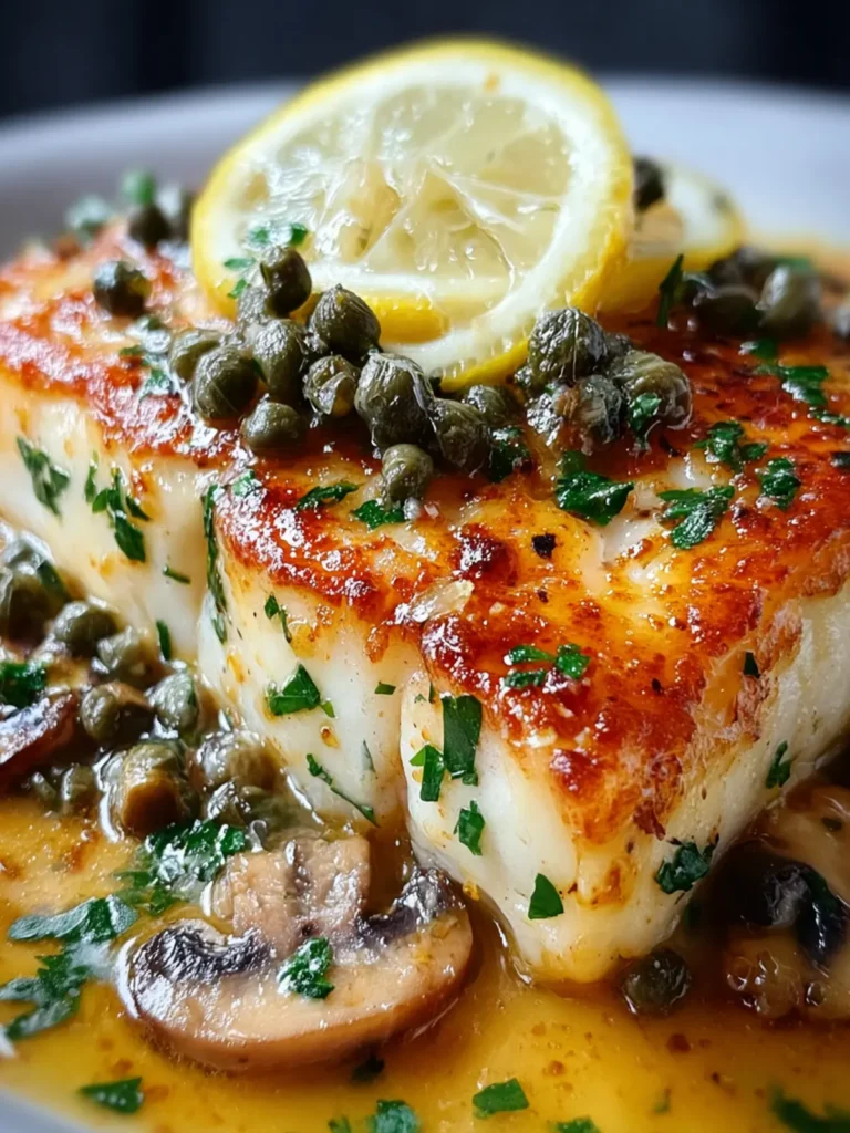 Garlic Butter Halibut with Mushrooms, Lemon & Capers: A Flavor-Balanced Seafood Dinner First Image