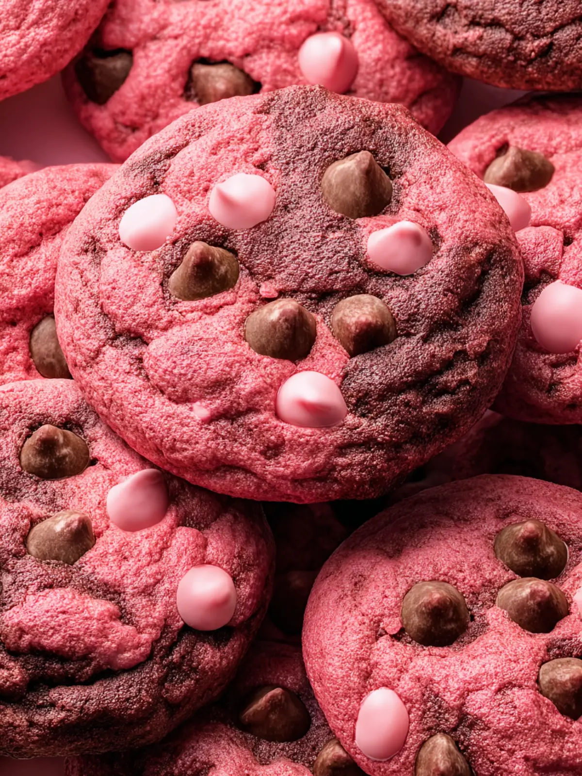 Irresistible Pink Velvet Chocolate Chip Cookies Recipe First Image