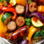 10 Minute Air Fryer Chicken Sausage and Veggies First Image