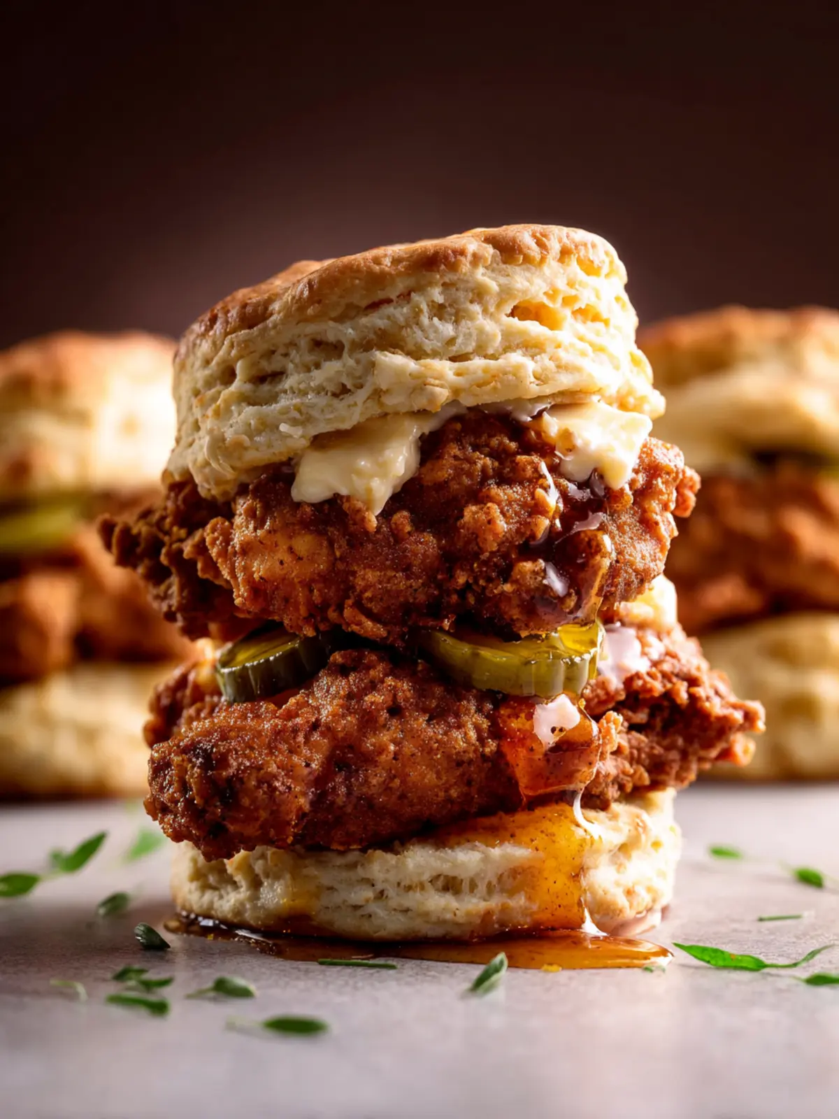 Fried Chicken Biscuits With Hot Honey Butter First Image