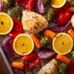Sheet Pan Citrus Chicken and Rainbow Vegetables First Image