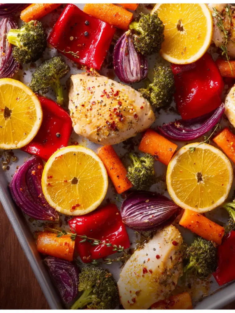 Sheet Pan Citrus Chicken and Rainbow Vegetables First Image